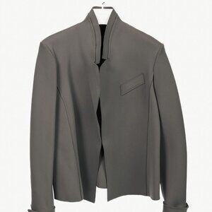 Marie Saint Pierre Grey Neoprene Open-Front Blazer